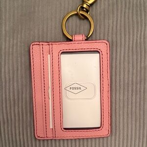 Fossil Pink Card Holder with Gold Keyring
